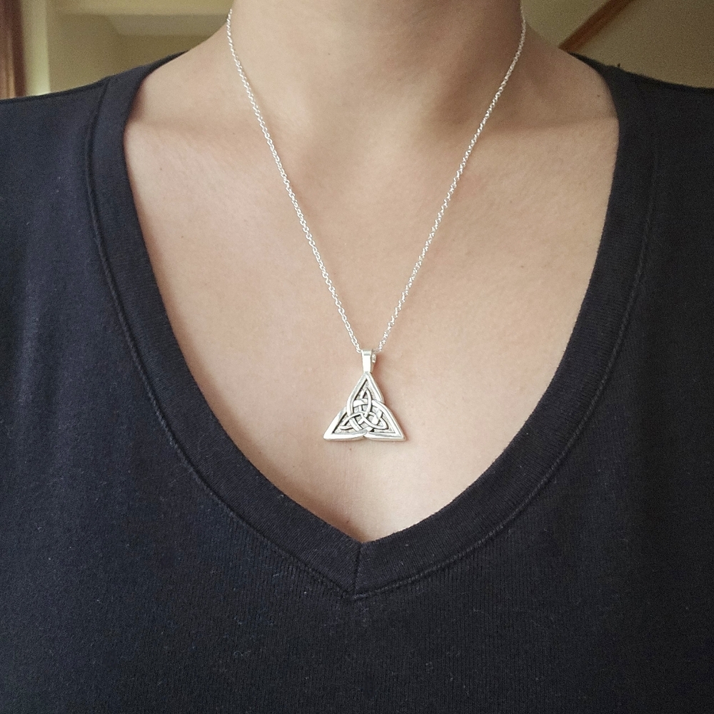 New Silver Celtic Triangle Necklace